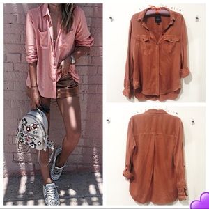 AE SOLID COLORED TENCEL BOYFRIEND SHIRT🍑(NWOT)